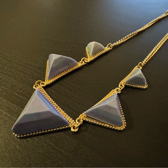 ✨2 for $30✨ Signed DaVinci Vintage Geometric Lavender Gold Tone Bib Necklace - Picture 12 of 14